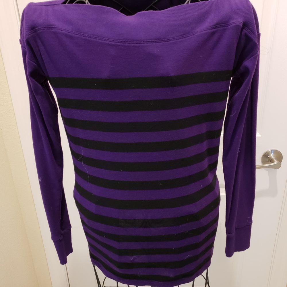 Ralph Lauren Sz Sm Purple/Black L/S Striped Top - Picture 2 of 8